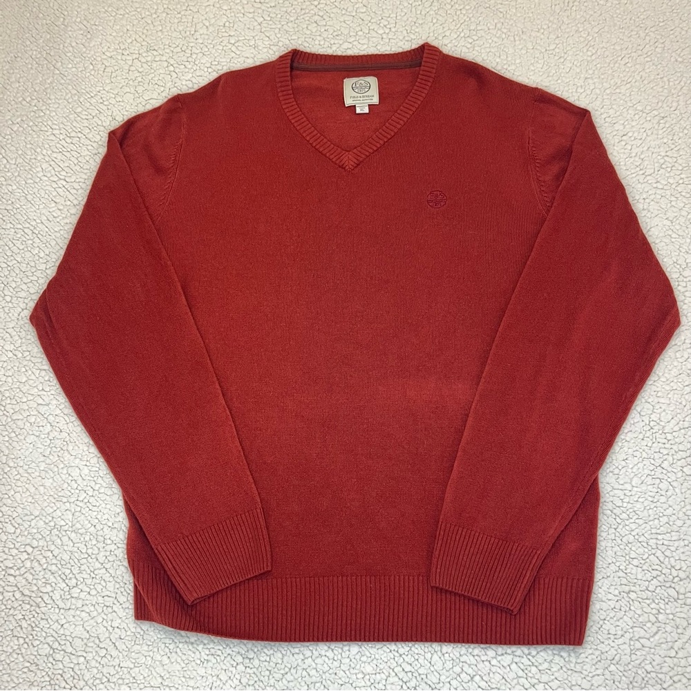 FIELD  & STREAM MEN's XL Red Brown V Neck Sweater Acrylic